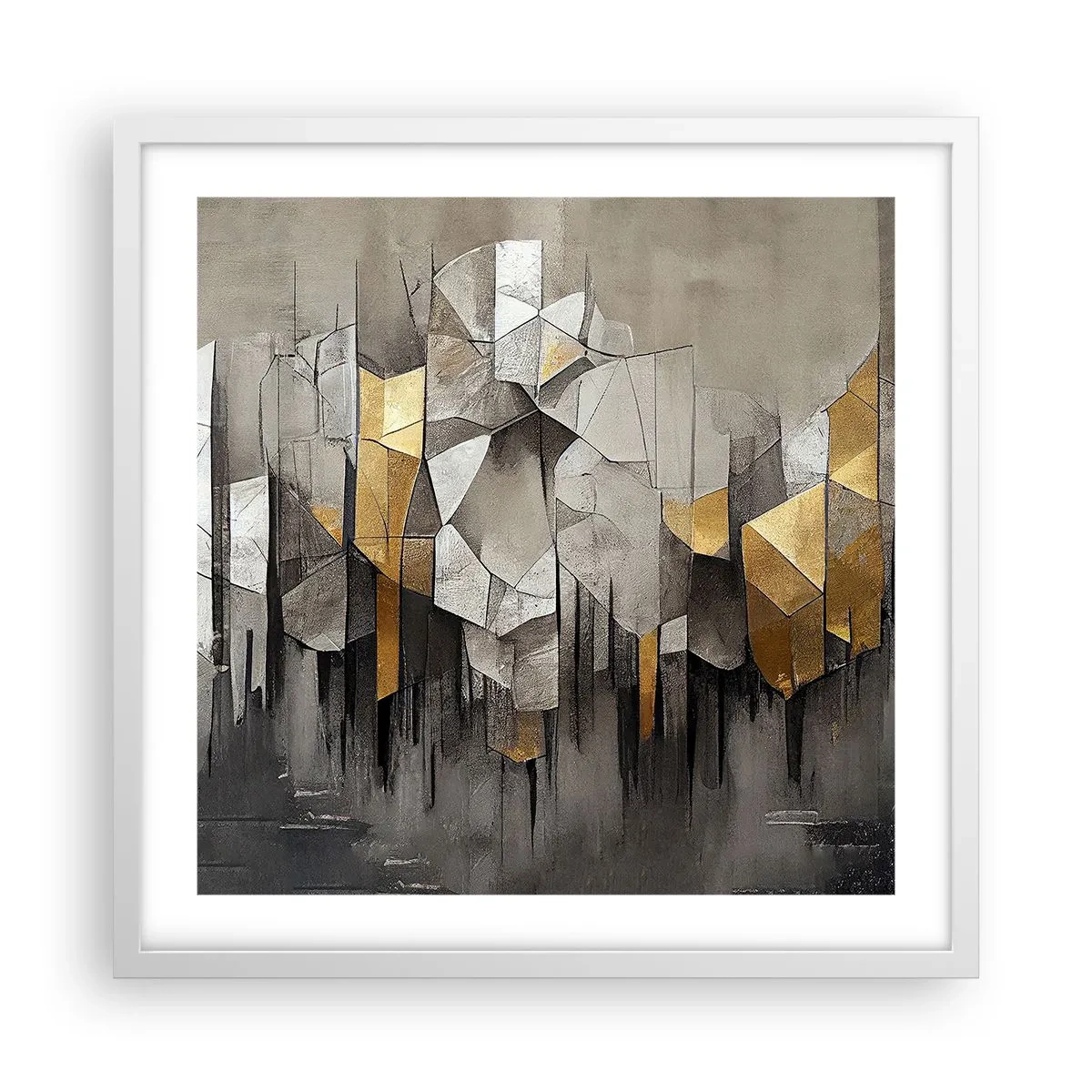 Plakát v bílém rámu - Kompozice z ledu a světla - 50x50 cm