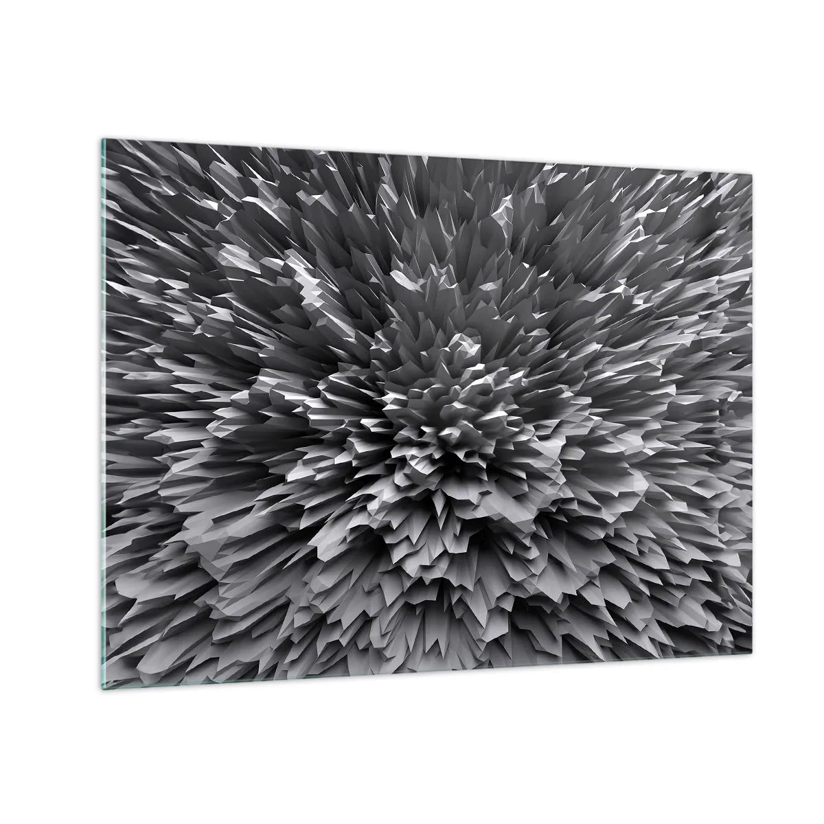 Obraz na skle - Abstraktní černobílá 3D struktura s ostrými hranami - 70x50cm - Ostřejší to už nebude - Moderní nástěnná dekorace do obývacího pokoje a ložnice ARTTOR