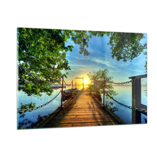 Obraz na skle - Západ u vody - 120x80 cm