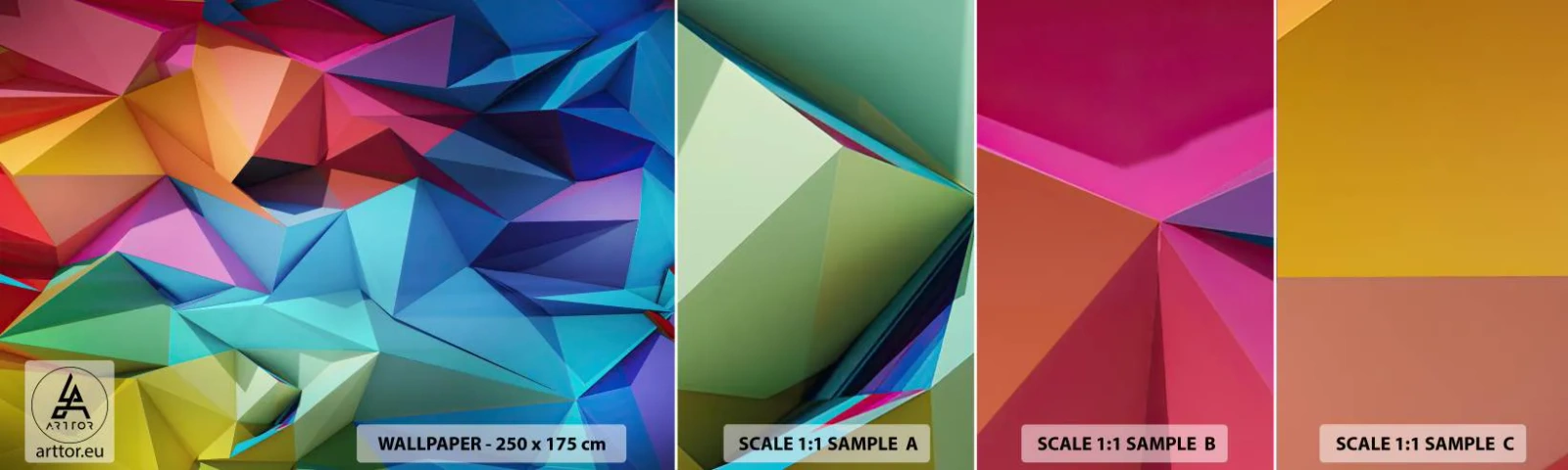 Fototapeta Vzorek Standard Eco - Duhové origami - Abstrakce, 3D, Grafika - 100x30 cm