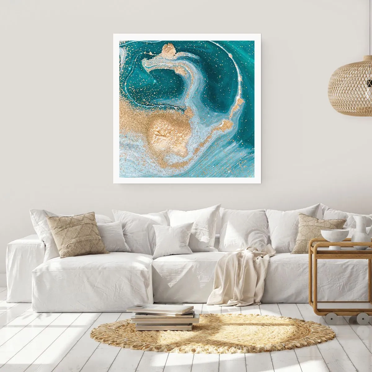Plakát - Vír zlaté a tyrkysové - 30x30 cm