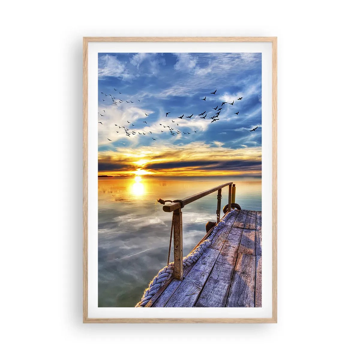 Plakát v rámu světlý dub - Vítr jde odpočívat - 61x91 cm