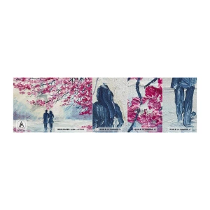 Vzor Fototapety Premium Canvas - Romantická procházka - Paříž, Eiffelova věž, Zamilovaný pár - 100x30 cm