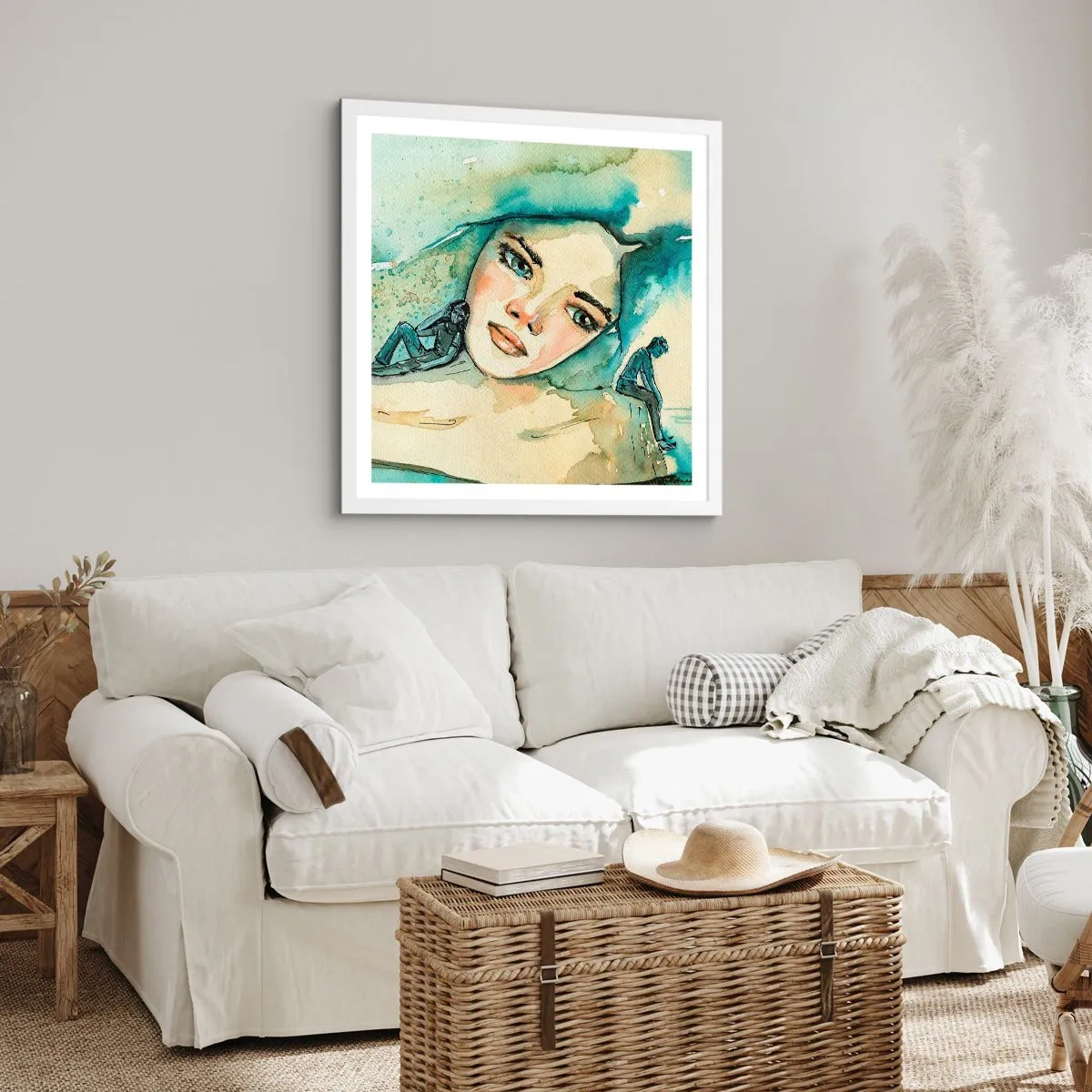 Plakát v bílém rámu - Am I blue? - 60x60 cm