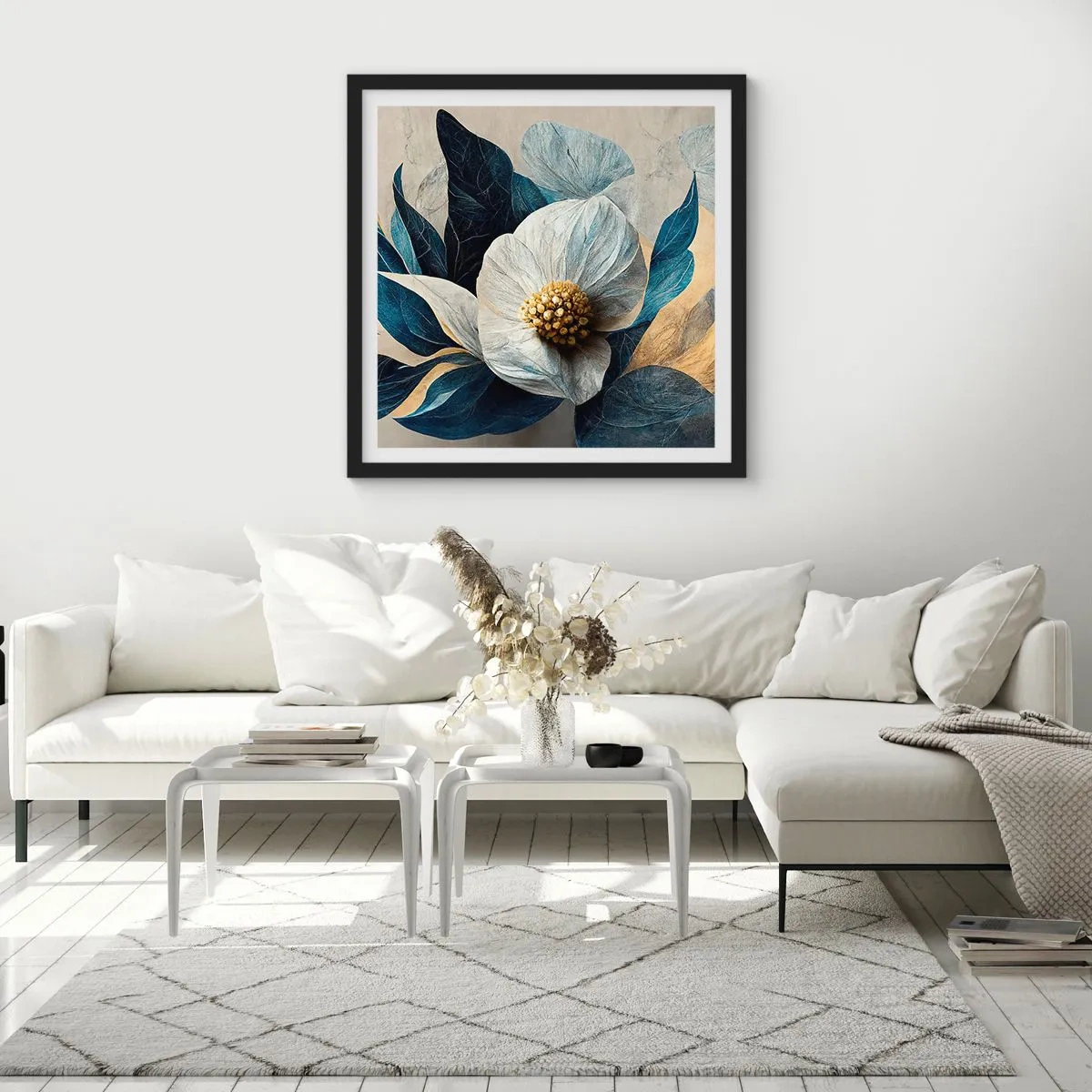 Plakát v černém rámu - Zlaté srdce - 60x60 cm