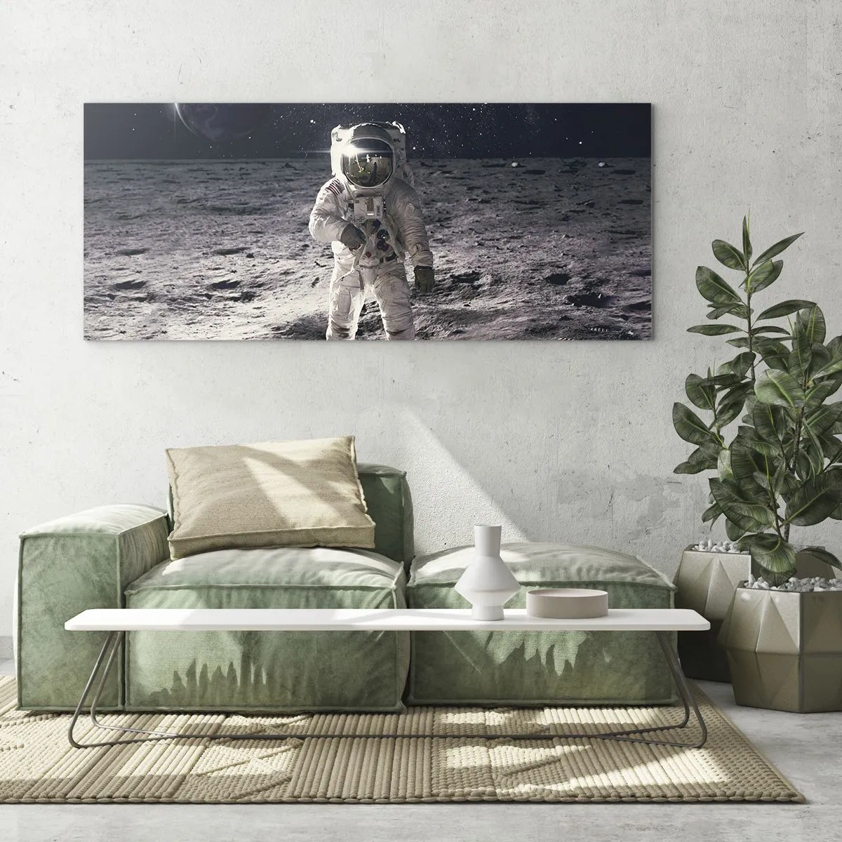 Obraz na skle - Pozdrav z Měsíce - 120x50 cm