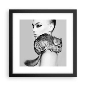 Plakát v černém rámu - Dáma s činčilou - 30x30 cm