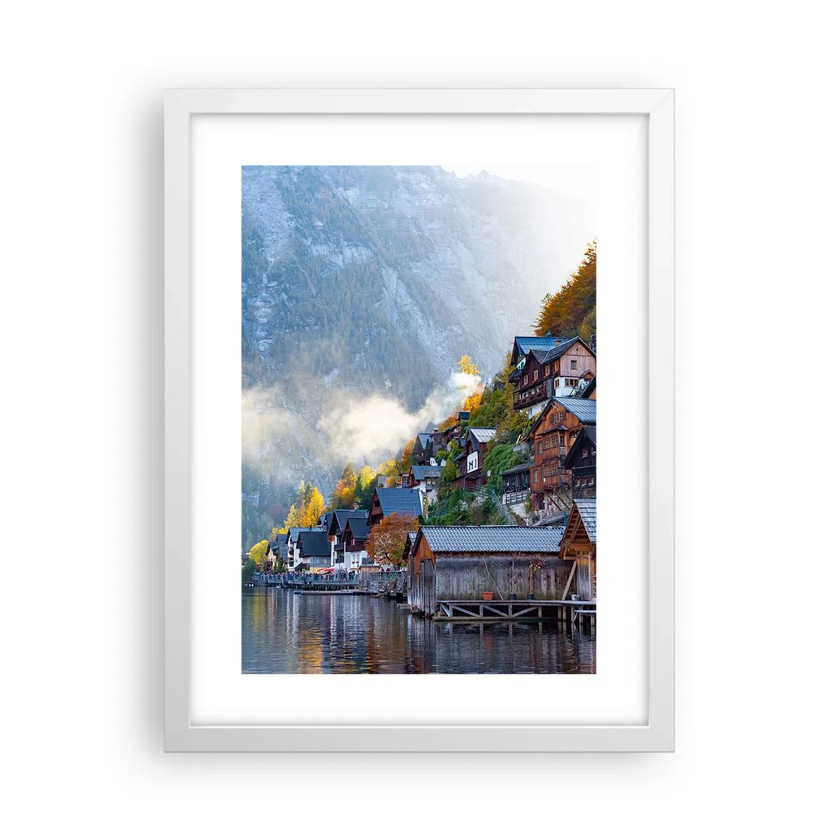 Plakát v bílém rámu - Alpská krajina - 30x40 cm