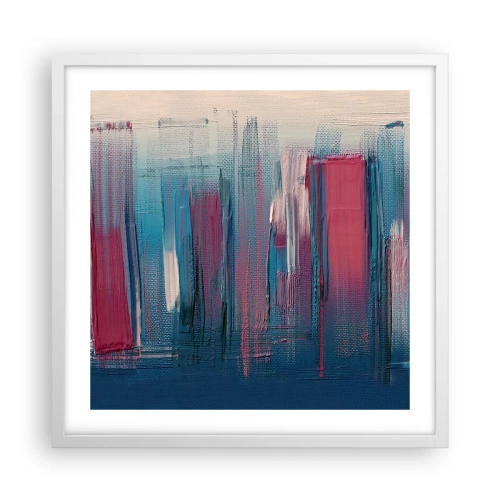 Plakát v bílém rámu - Vertikální kompozice v modré a červené - 50x50 cm