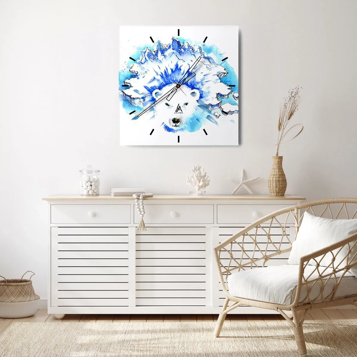 Nástěnné hodiny - Král Arktidy s ledovou korunou - 40x40 cm