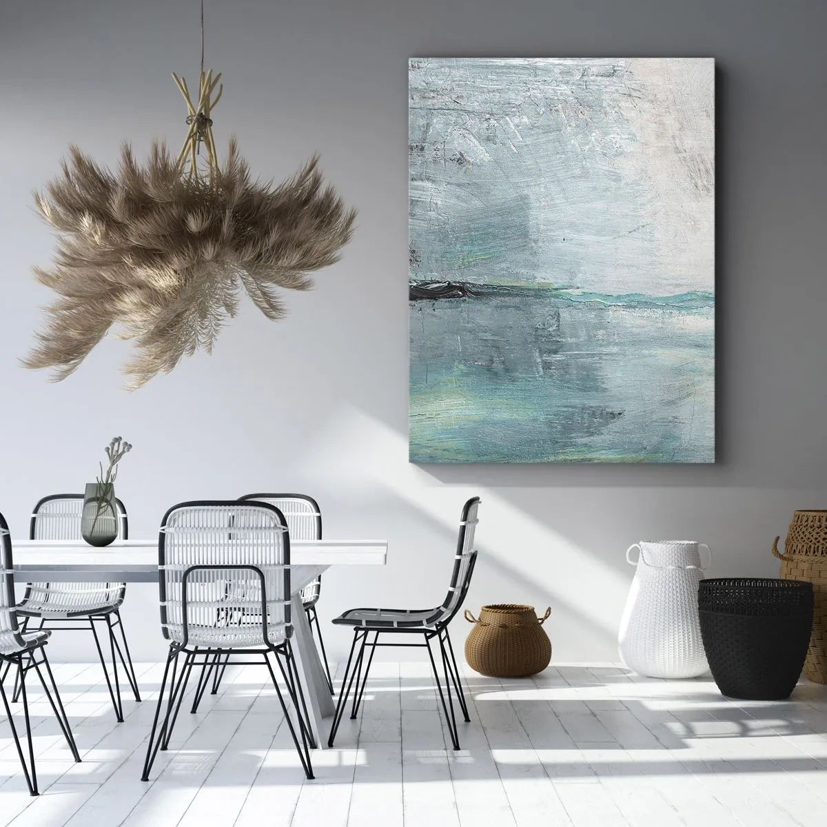 Obraz na plátně - Horizontálně v modři - 50x70 cm