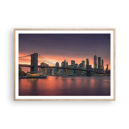 Plakát v rámu světlý dub - Ponořené do liliového ticha - 100x70 cm