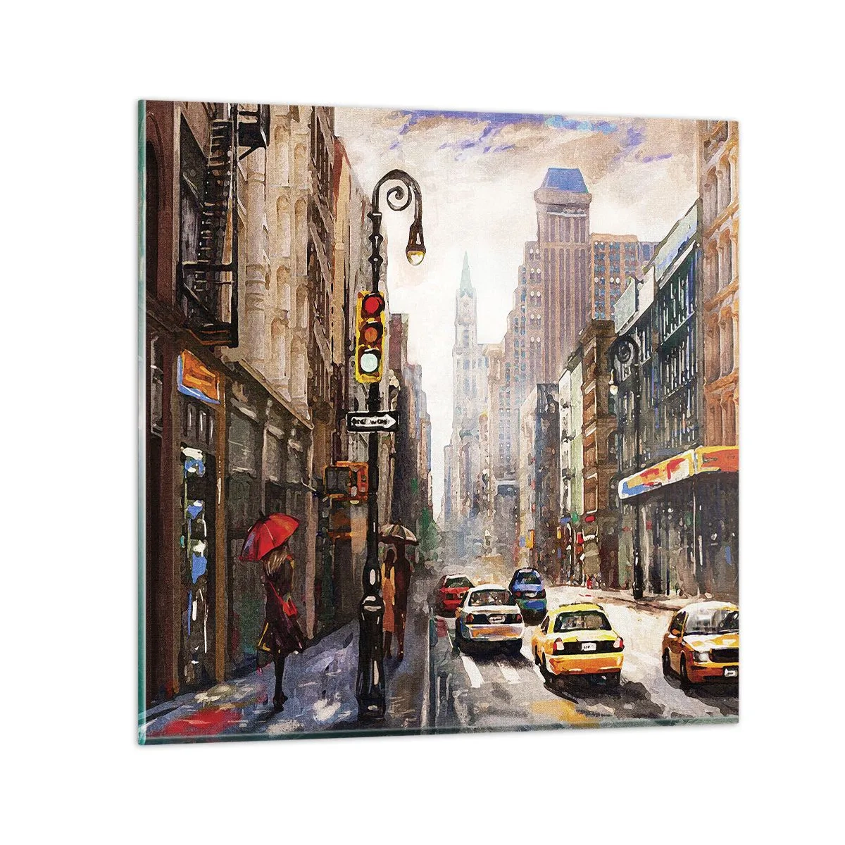 Obraz na skle - New York – barevný i v dešti - 50x50 cm