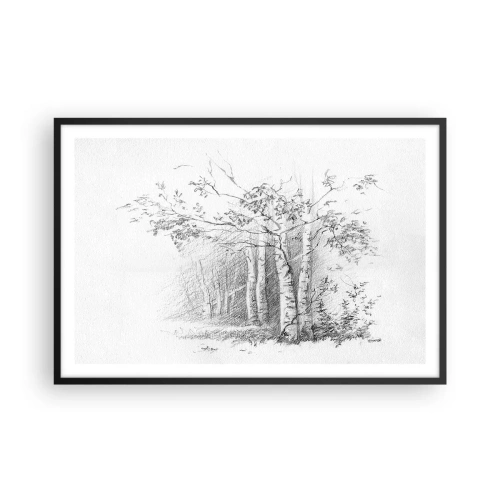 Plakát v černém rámu - Světlo březového lesa - 91x61 cm