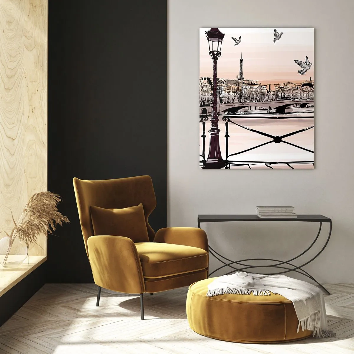 Obraz na skle - Nad střechami Paříže - 50x70 cm