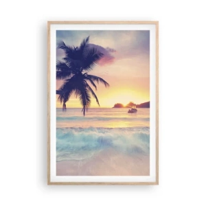 Plakát v rámu světlý dub - Večer v zátoce - 61x91 cm