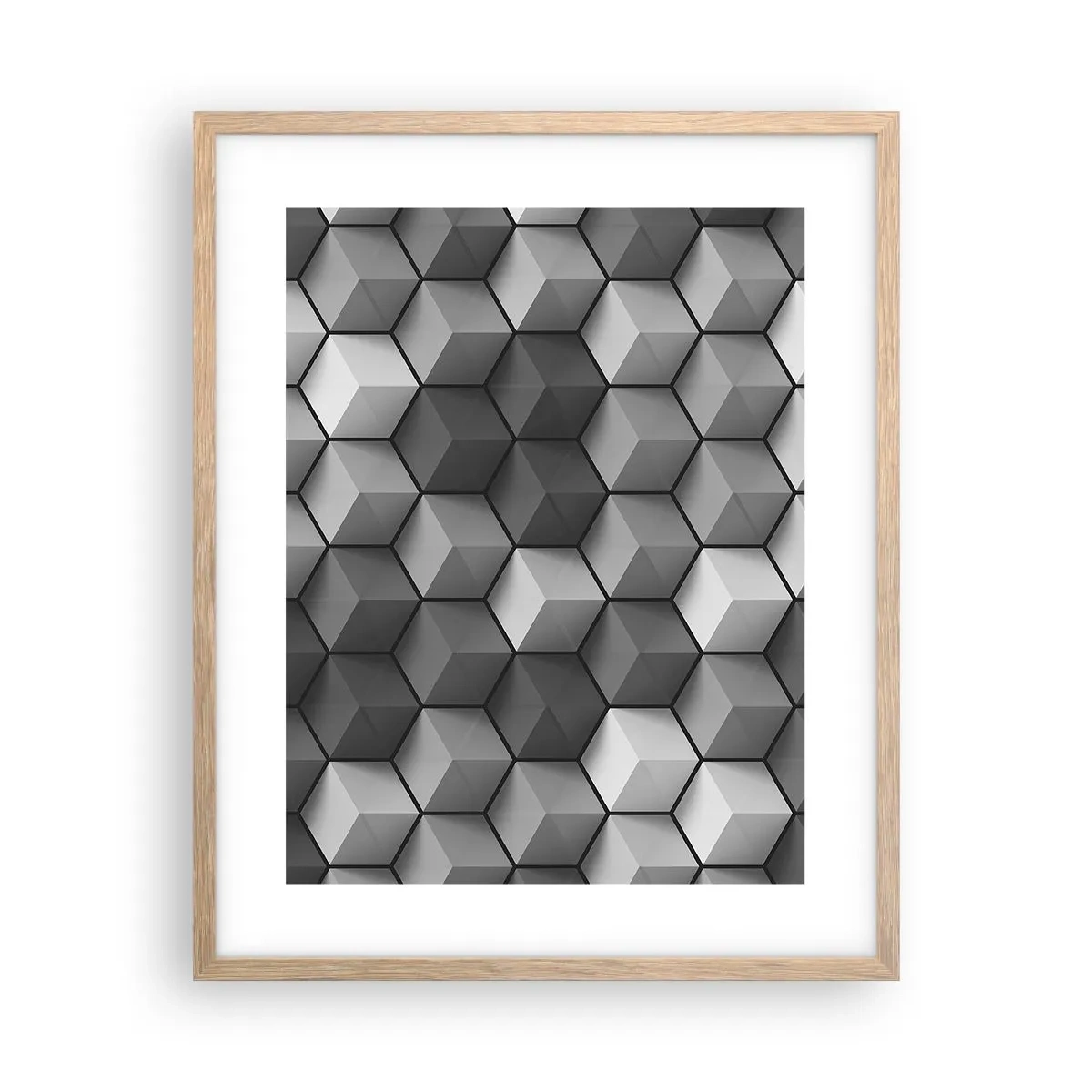 Plakát v rámu světlý dub - Kubistické puzzle - 40x50 cm