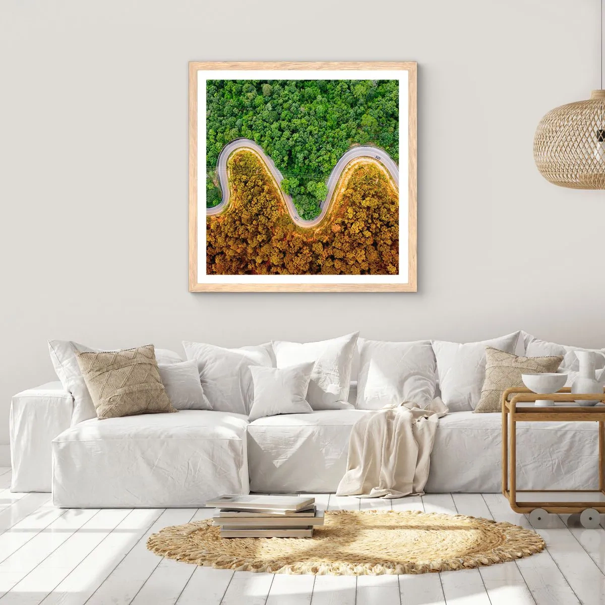 Plakát v rámu světlý dub - Hranice a průlomy - 30x30 cm