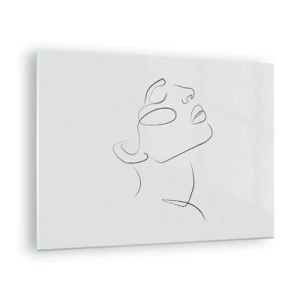 Obraz na skle - Konturový náčrt ženské tváře otočené nahoru - 70x50cm - Meandry snu - Moderní nástěnná dekorace do obývacího pokoje a ložnice ARTTOR