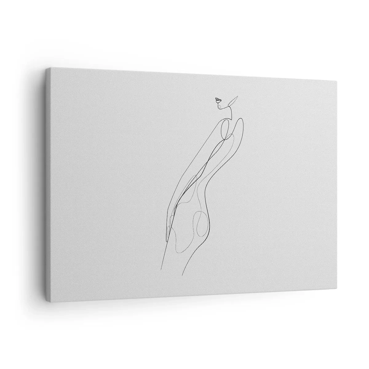Obraz na plátně - Minimalistická linie zobrazující siluetu na světlém pozadí - 70x50cm - Pouze slib - Moderní nástěnná dekorace do obývacího pokoje a ložnice ARTTOR