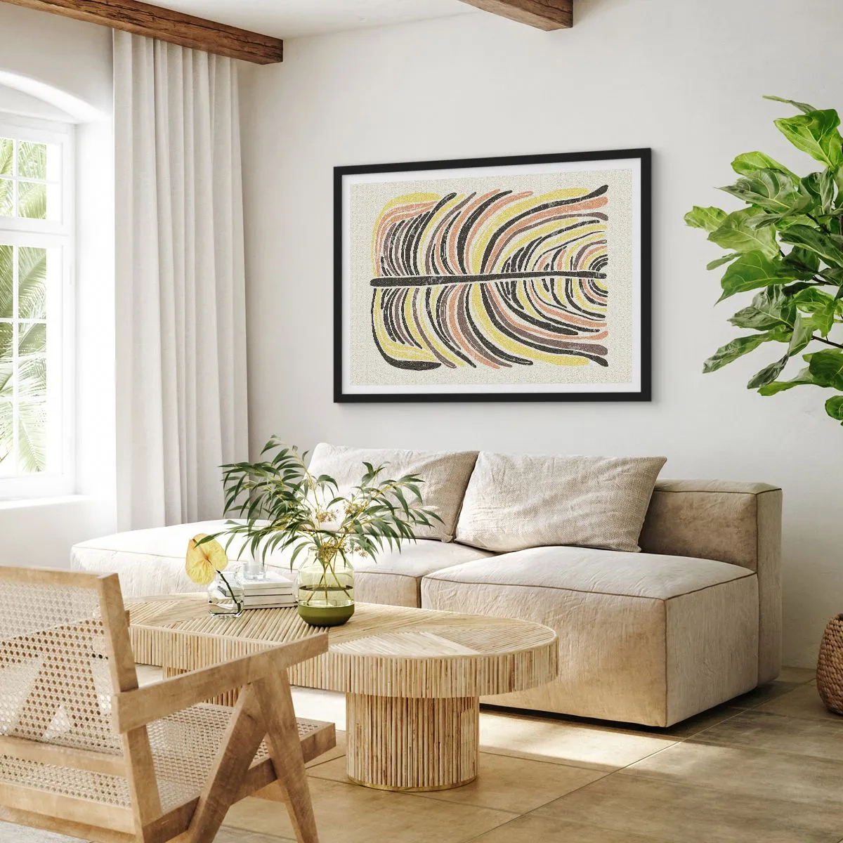 Plakát v černém rámu - Abstrakce plná života - 70x50 cm