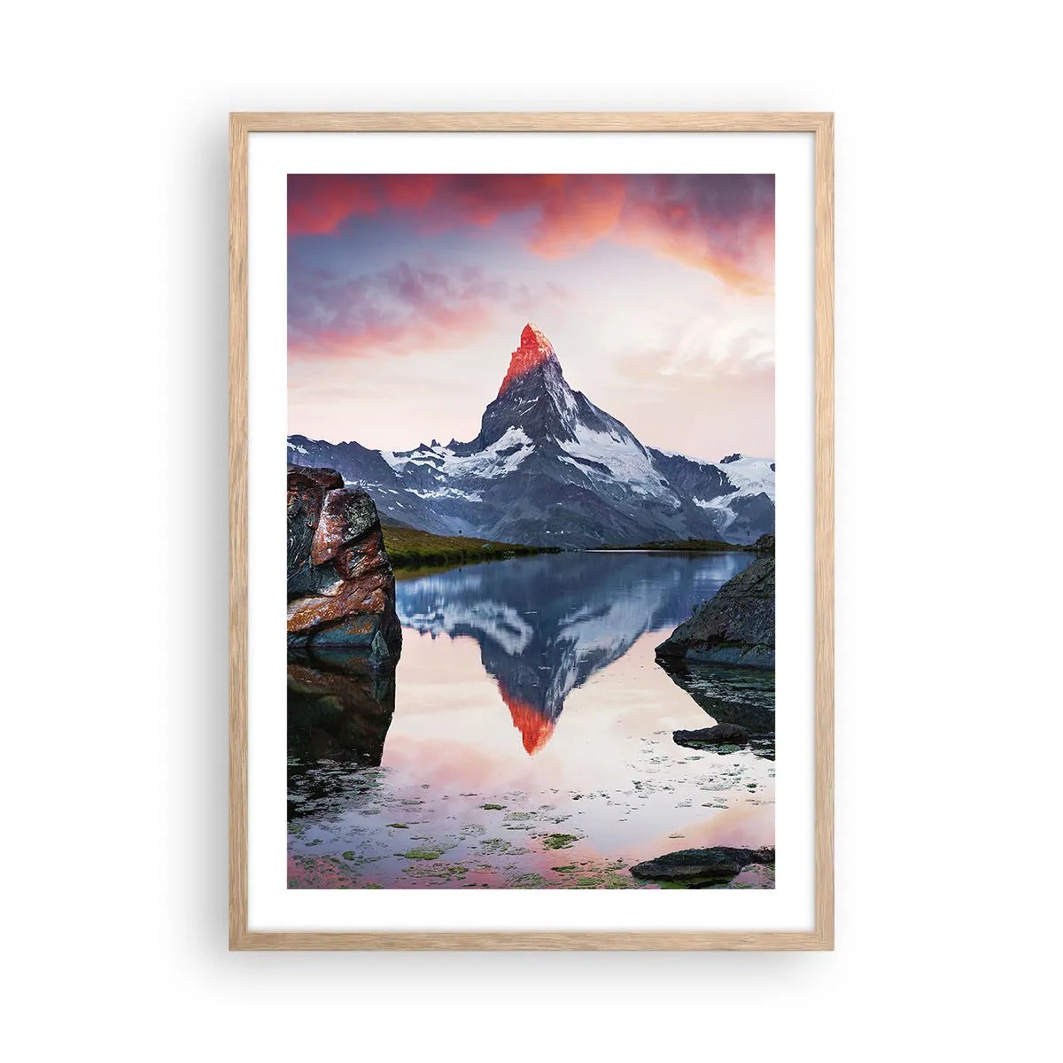 Plakát v rámu světlý dub - Srdce hor je vřelé - 50x70 cm