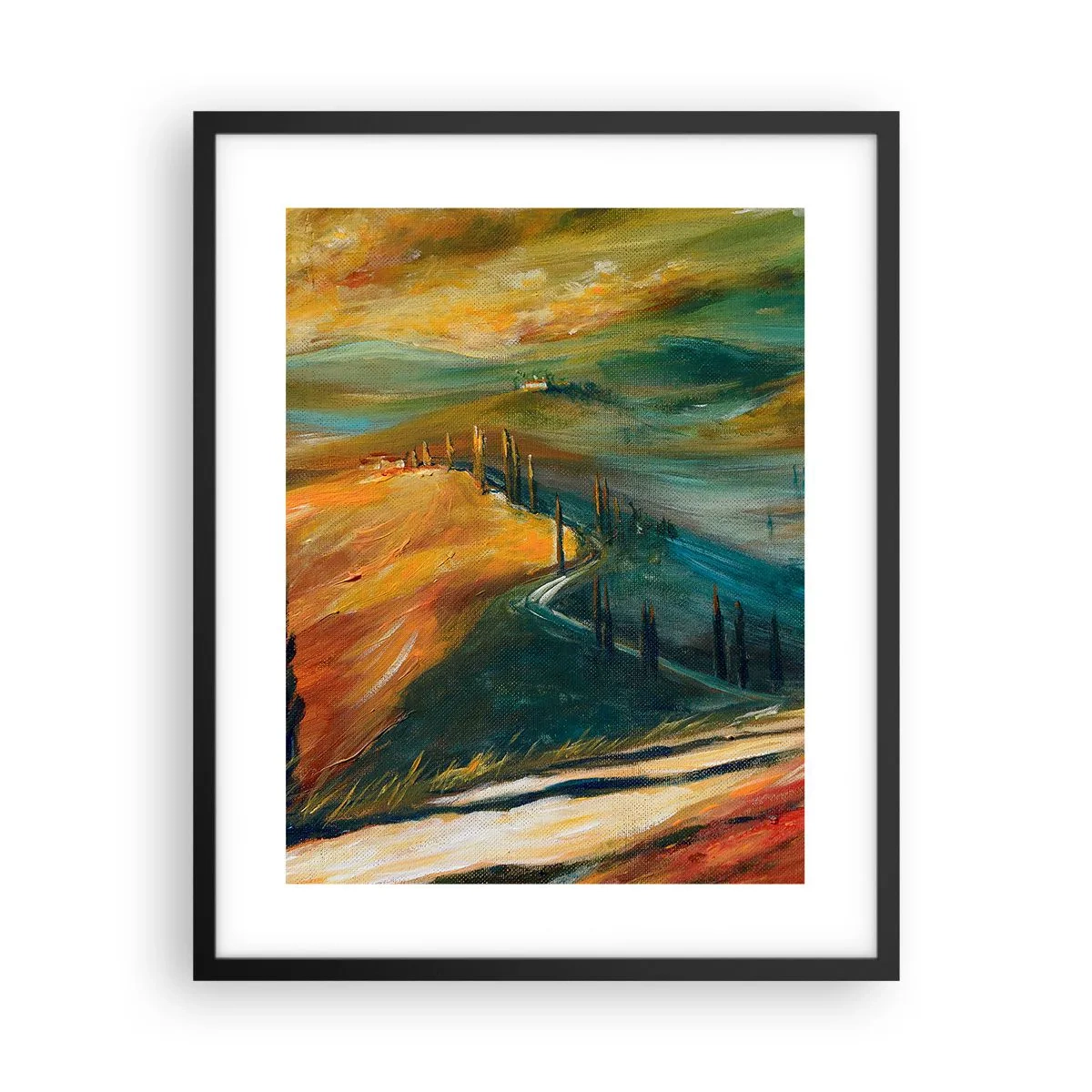 Plakát v černém rámu - Toskánská krajina - 40x50 cm