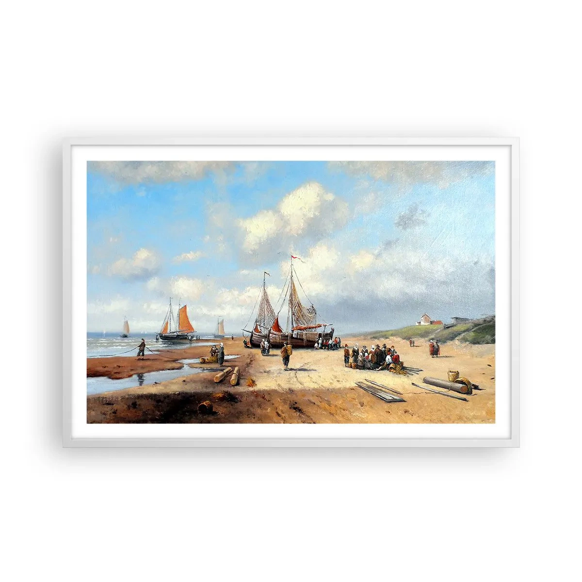 Plakát v bílém rámu - Po úspěšném rybolovu - 91x61 cm