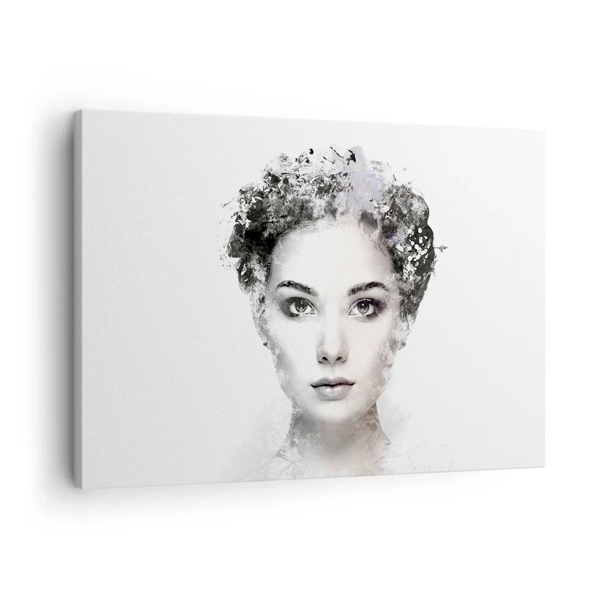 Obraz na plátně - Umělecký portrét ženy s jemnými abstraktními akcenty. - 70x50cm - Velmi stylový portrét - Moderní nástěnná dekorace do obývacího pokoje a ložnice ARTTOR
