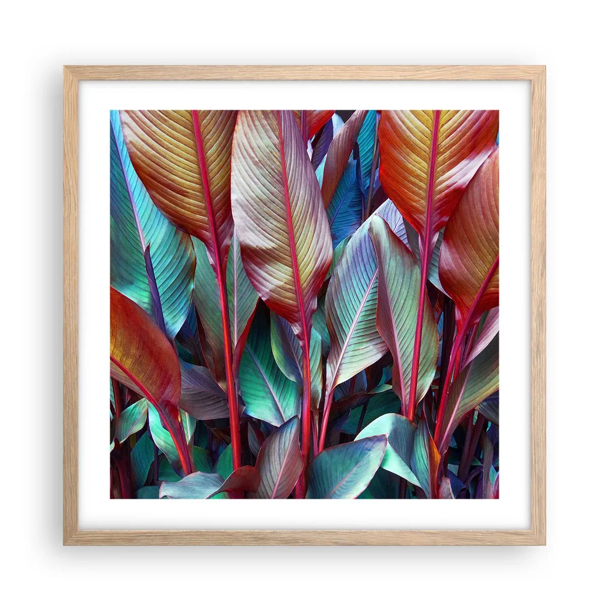 Plakát v rámu světlý dub - Barevná houština - 50x50 cm