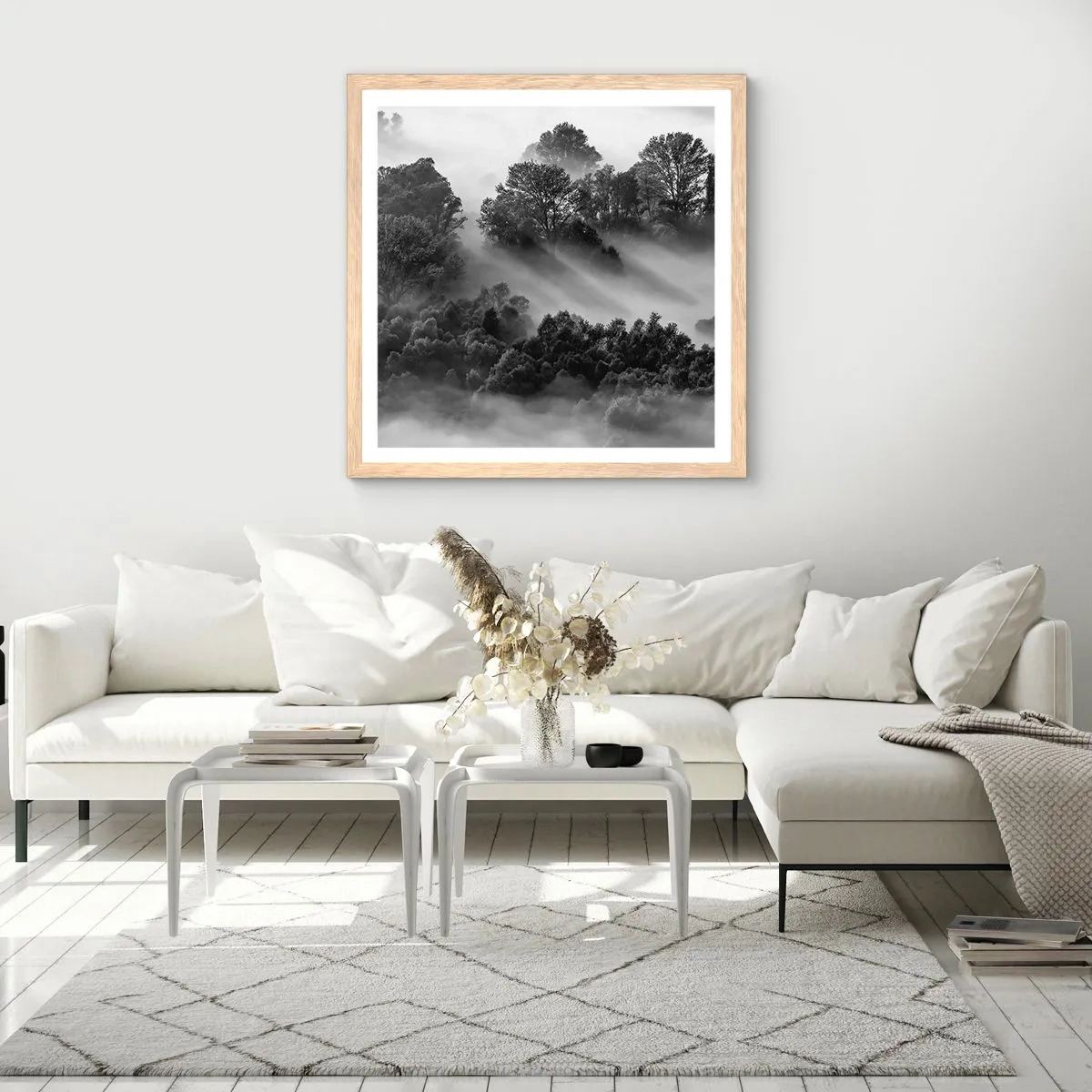 Plakát v rámu světlý dub - Probouzení ze spánku - 60x60 cm