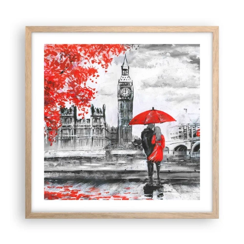 Plakát v rámu světlý dub - Zamilování do Londýna - 50x50 cm