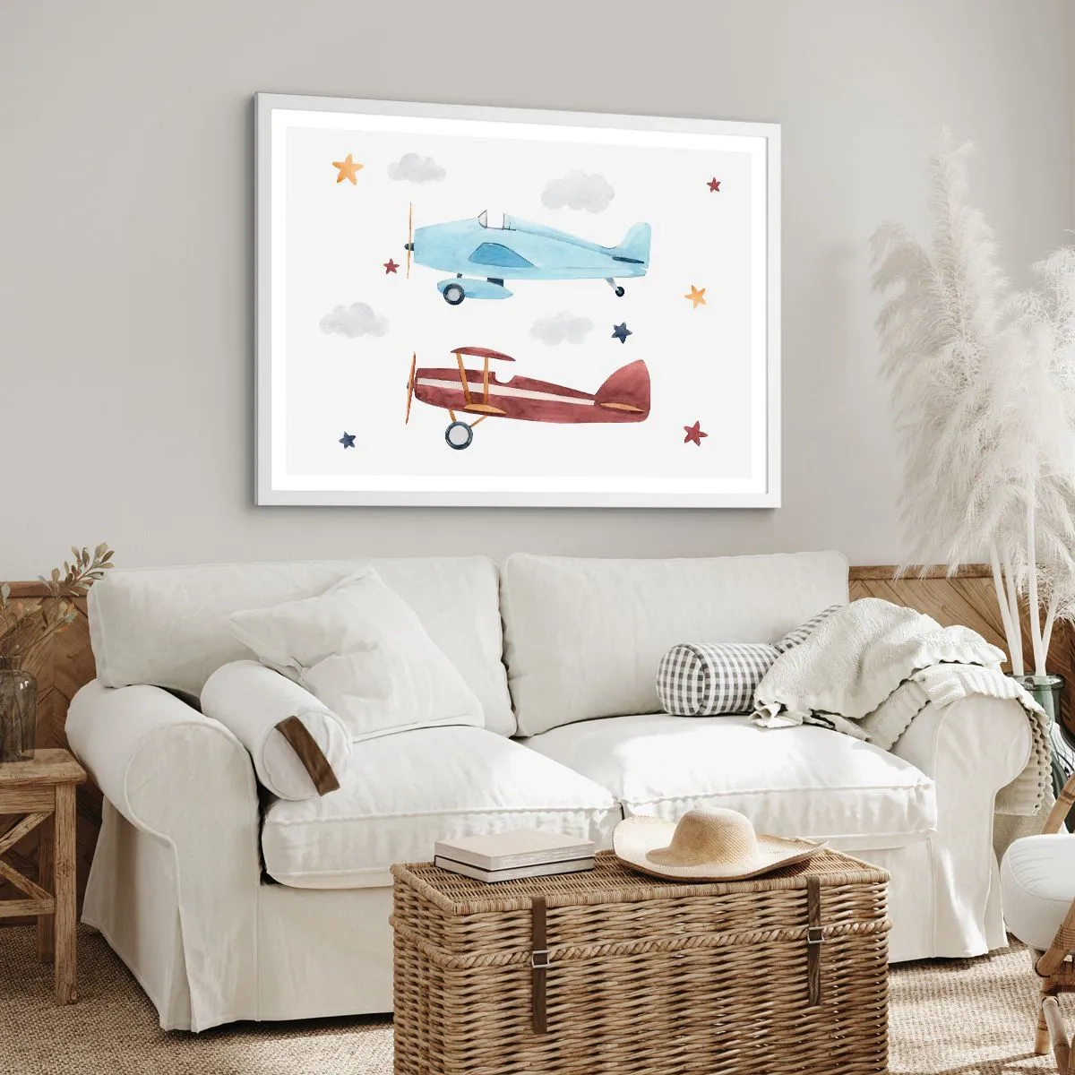 Plakát v bílém rámu - Pane pilote, čekáme! - 70x50 cm