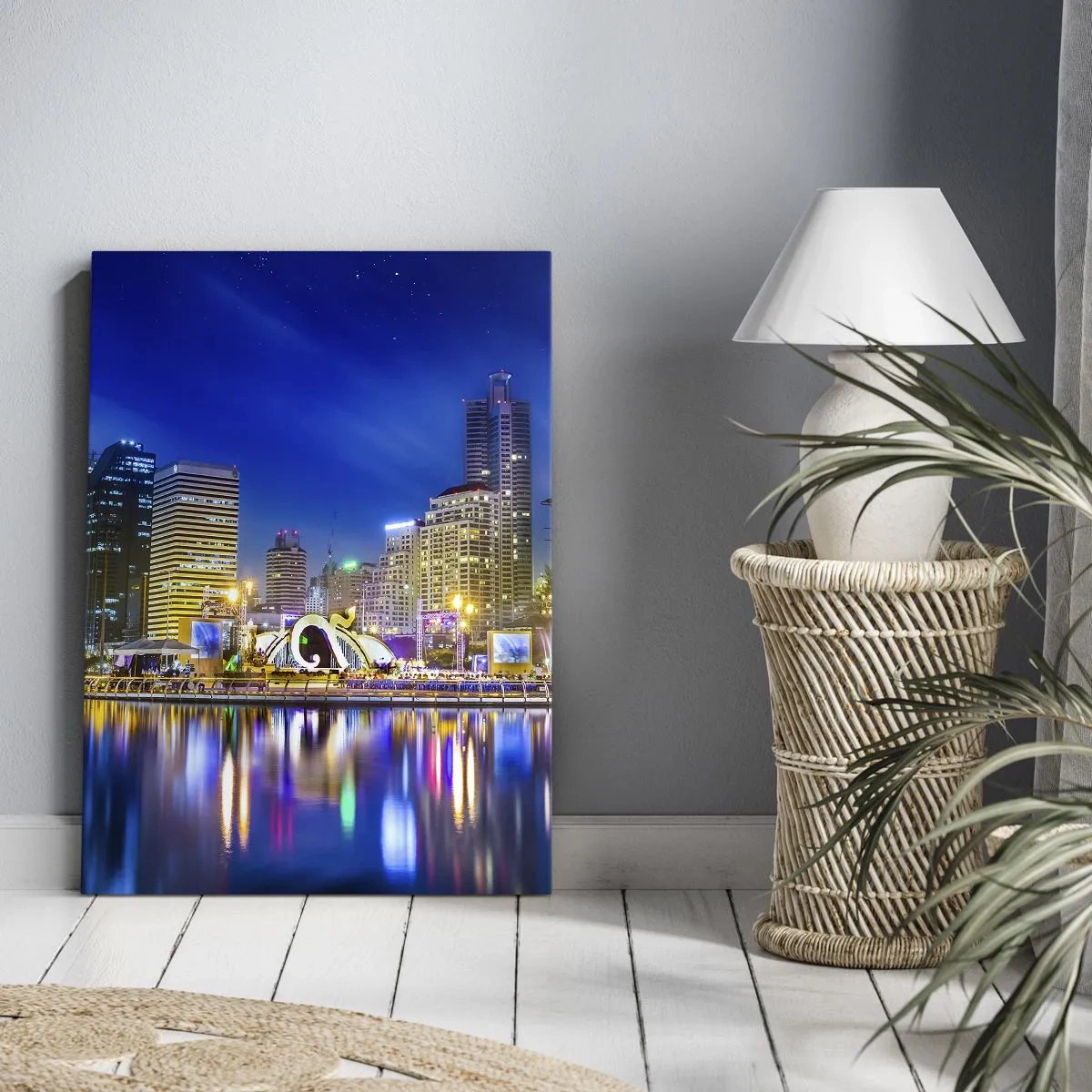 Obraz na plátně - Duhová noc metropole - 50x70 cm