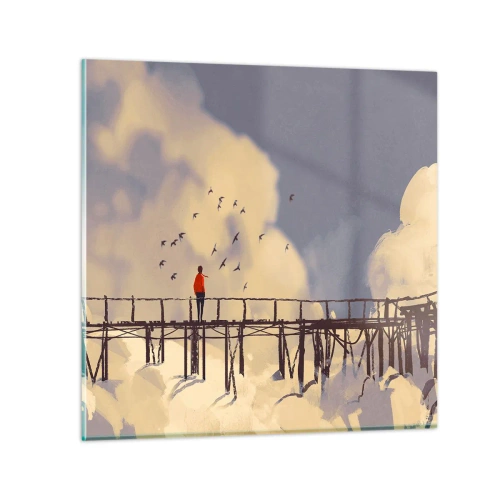 Obraz na skle - Modrý stesk - 50x50 cm