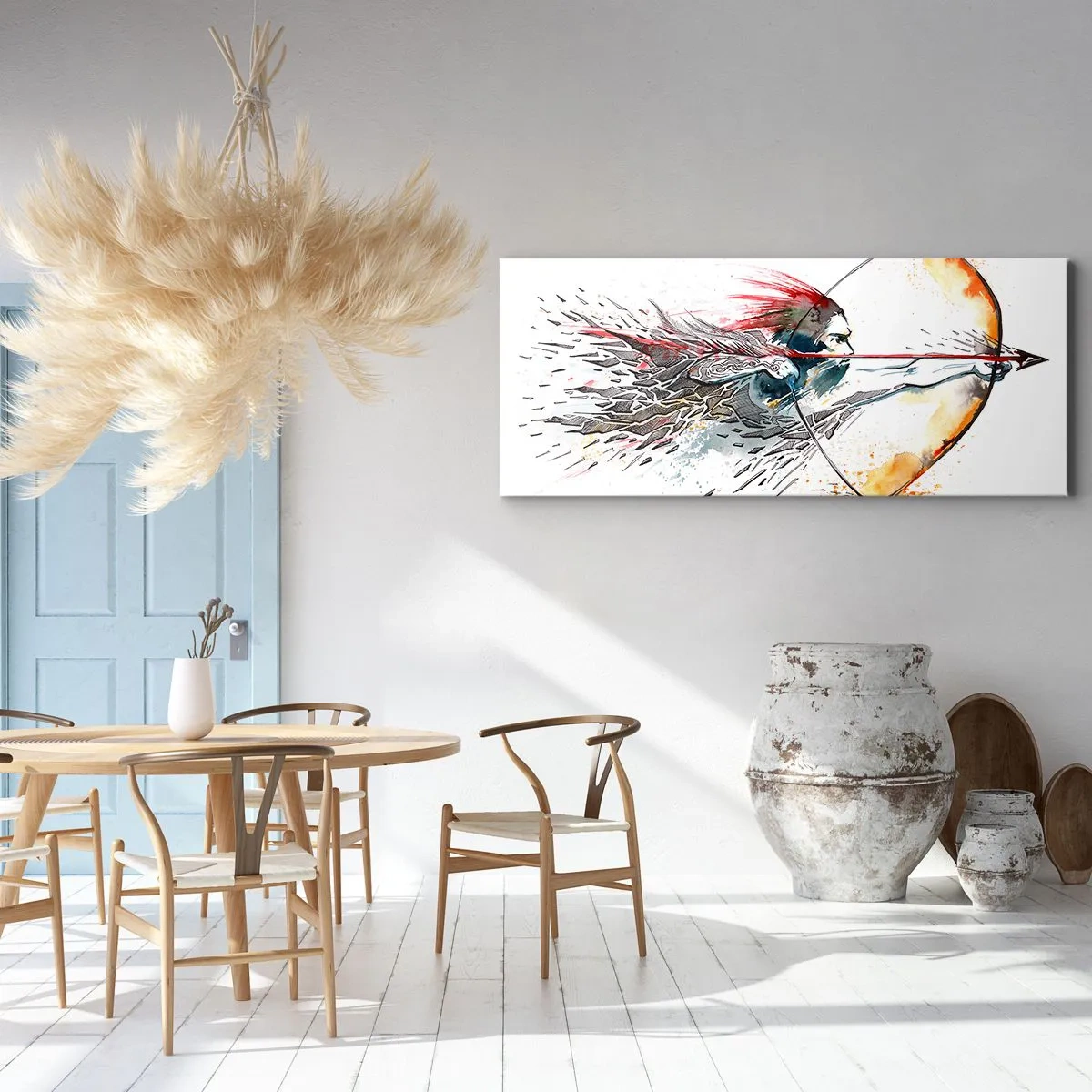 Obraz na plátně - Mytický bojovník s ohnivým lukem - 160x50 cm