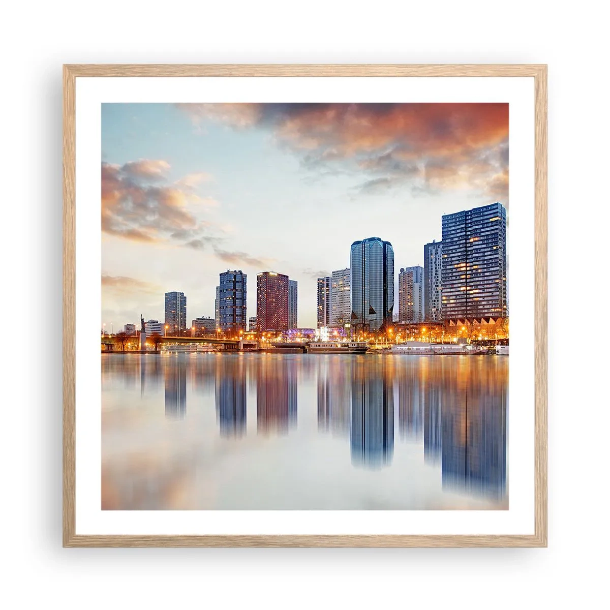 Plakát v rámu světlý dub - Monumentální klid Paříže - 60x60 cm