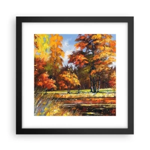 Plakát v černém rámu - Krajinka ve zlaté a hnědé - 30x30 cm