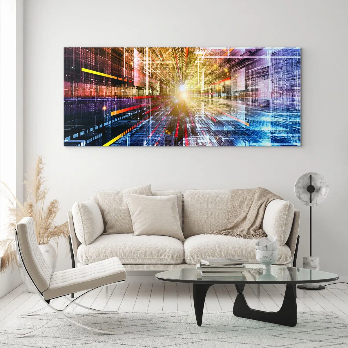 Obraz na skle - Osvětlená chodba - 90x30 cm