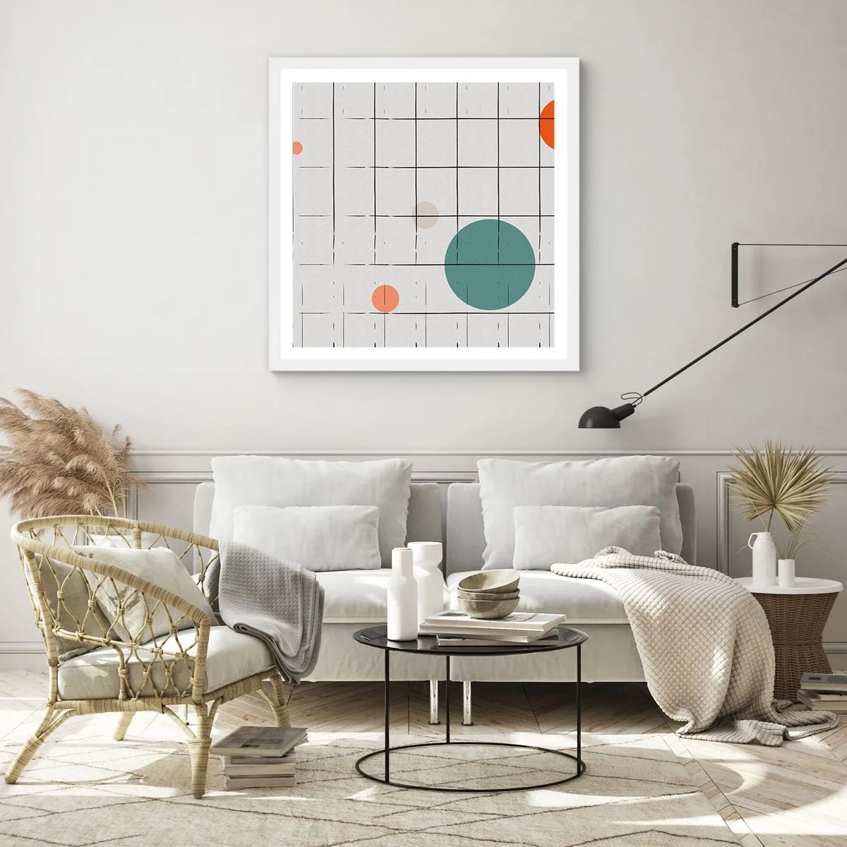 Plakát v bílém rámu - V pasti. My nebo ony? - 60x60 cm