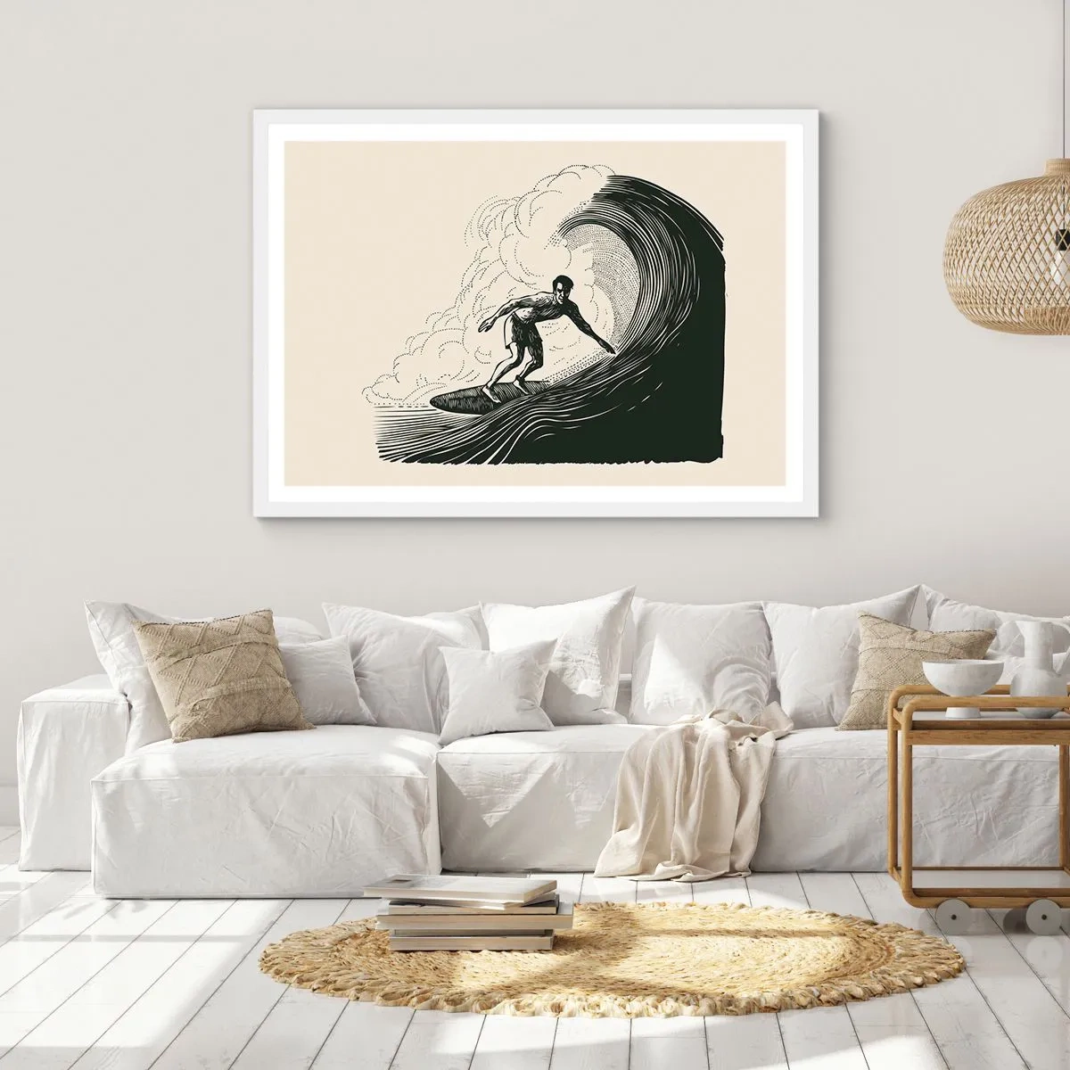 Plakát v bílém rámu - Král vln - 91x61 cm