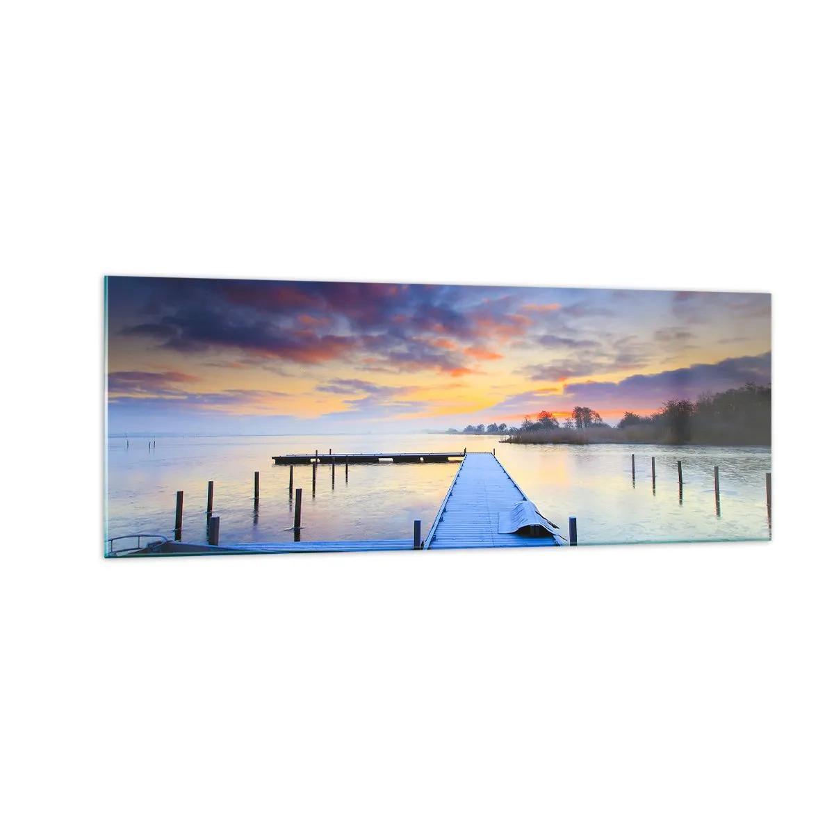 Obraz na skle - Fialovo-zlatý klid - 140x50 cm