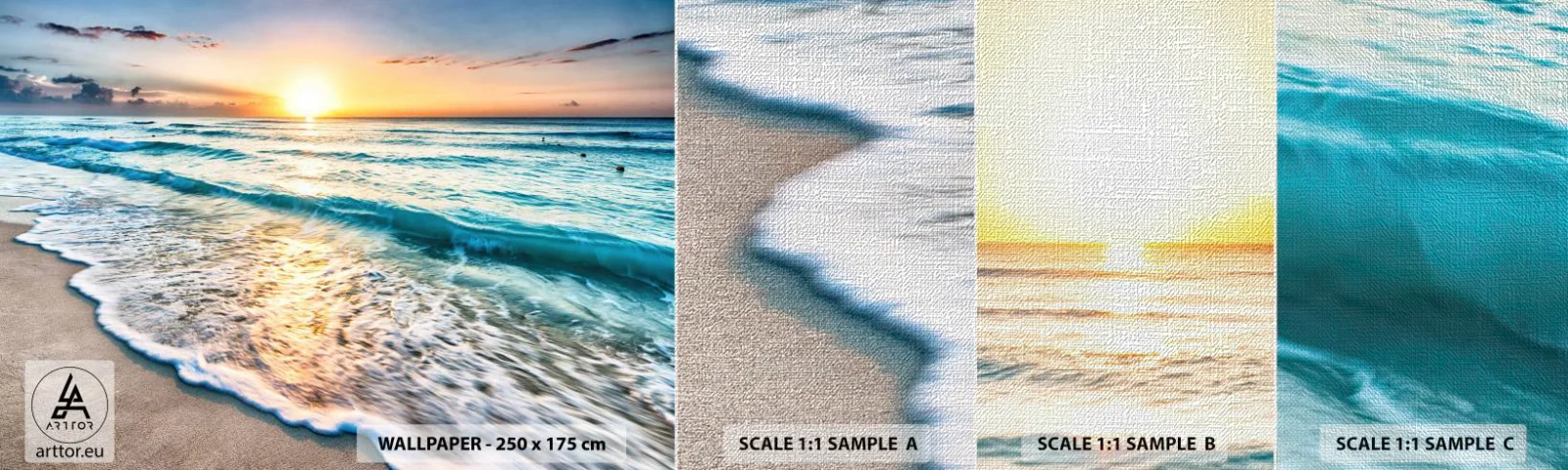 Vzor Fototapety Premium Canvas - Výhled, který stojí za to - Krajina, Pláž, Západ slunce - 100x30 cm