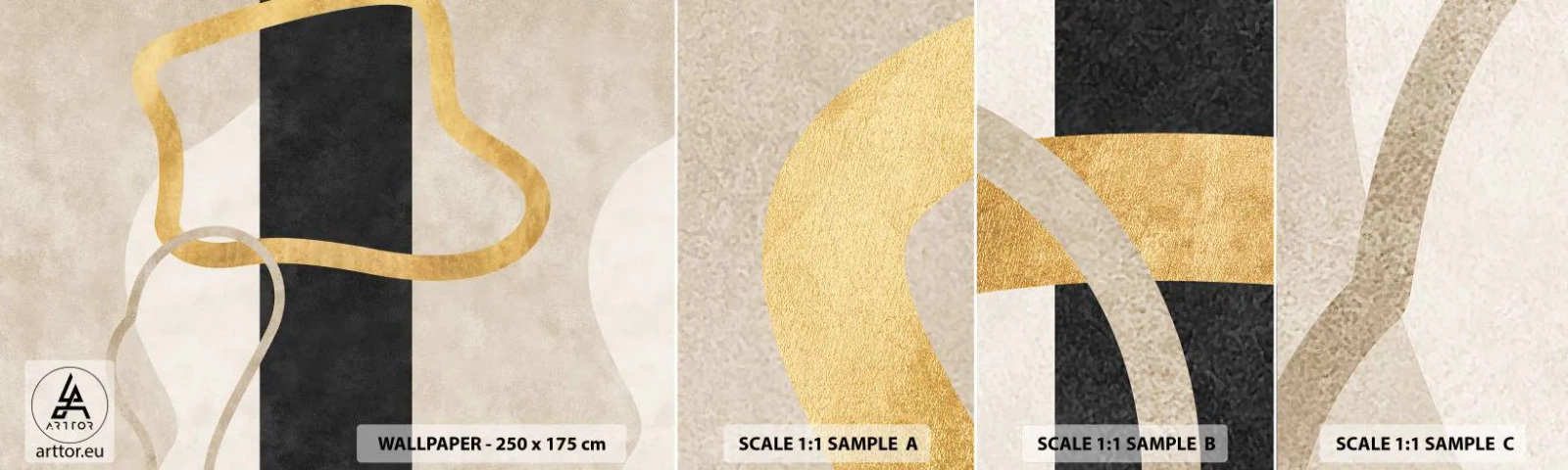 Vzor Fototapety Samolepicí Deluxe Sticker - Tvary ve smyčce - Art Deco, Minimalismus, Abstrakce - 100x30 cm