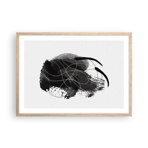 Plakát v rámu světlý dub - Upletené z černé - 70x50 cm