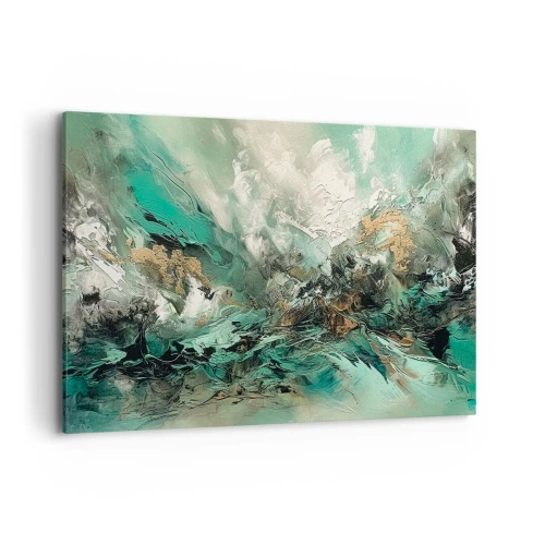 Obraz na plátně - Smaragdově černé vlnobití - 120x80 cm