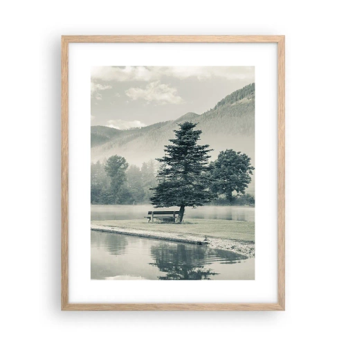 Plakát v rámu světlý dub - Jezero ještě spí - 40x50 cm