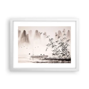 Plakát v bílém rámu - Klid rýžových polí - 40x30 cm