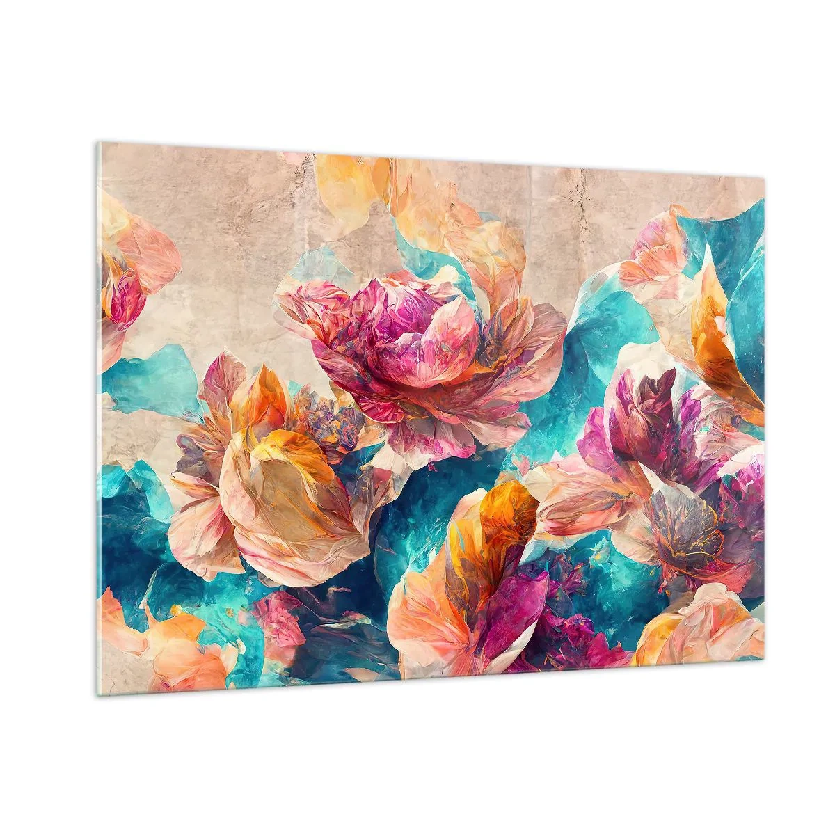 Obraz na skle - Barevné bohatství kytice - 100x70 cm