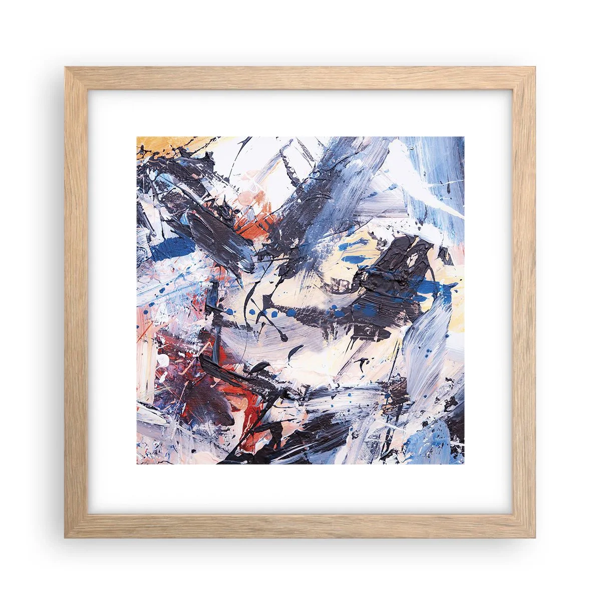 Plakát v rámu světlý dub - Bláznivý tanec abstrakce - 30x30 cm